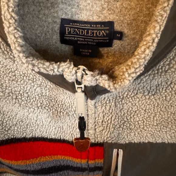 Pendleton Jacket & Vest Set National Park Glacier Stripe Sherpa Mens S/M fullZip - Picture 9 of 14